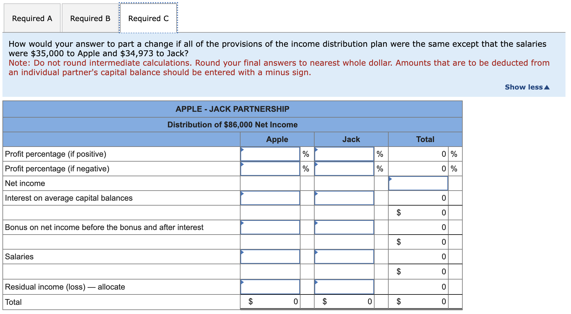 calculations. Round your final answers to nearest whole dollar. Amounts that are