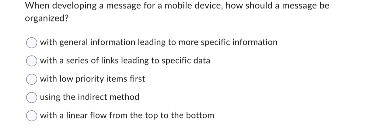 When developing a message for a mobile device, how should a message