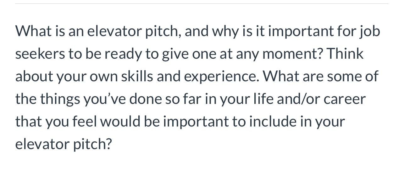 What is an elevator pitch, and why is it important for job
