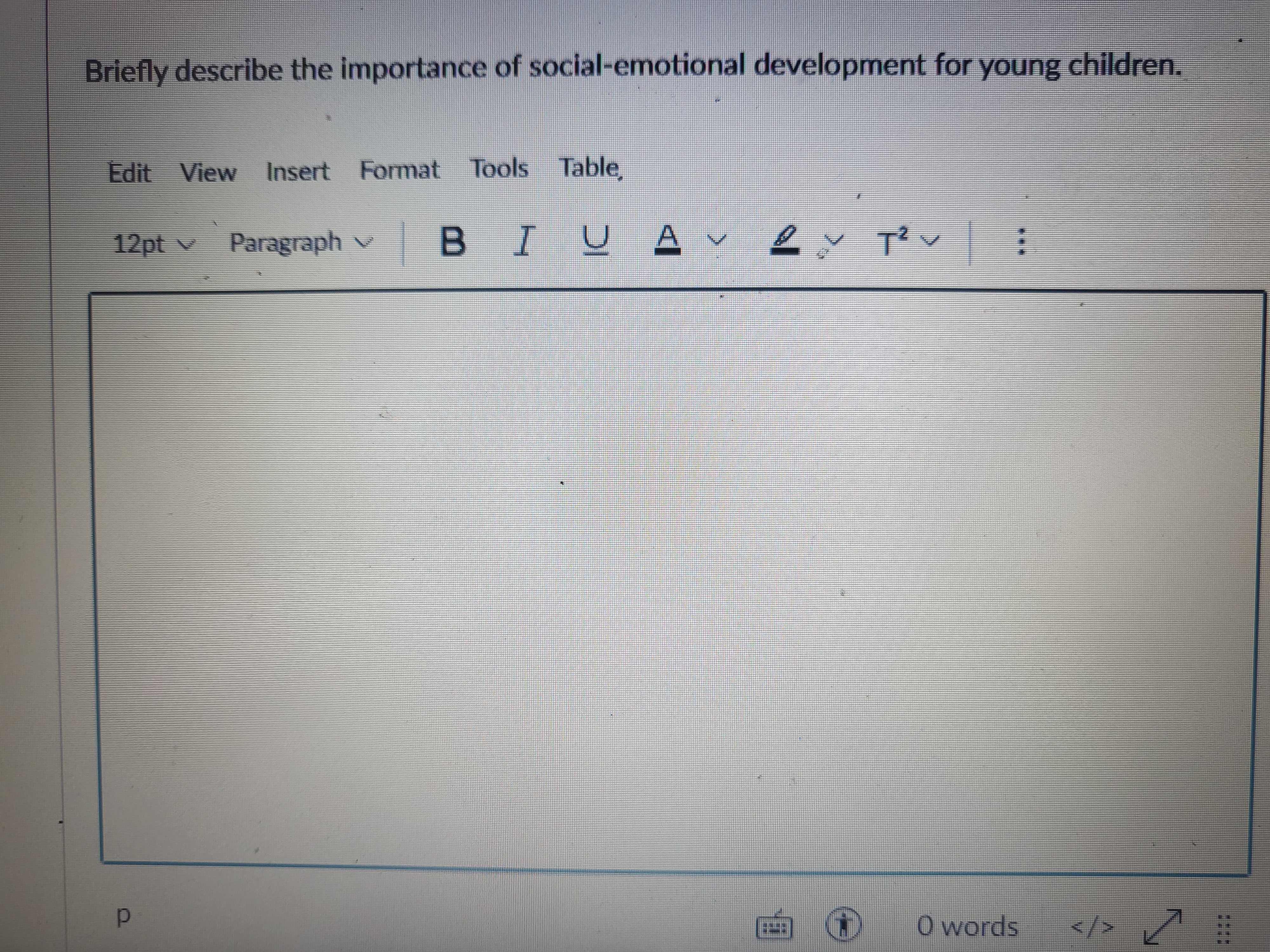 12pt v Paragraph BIUA T P O words Briefly describe the importance