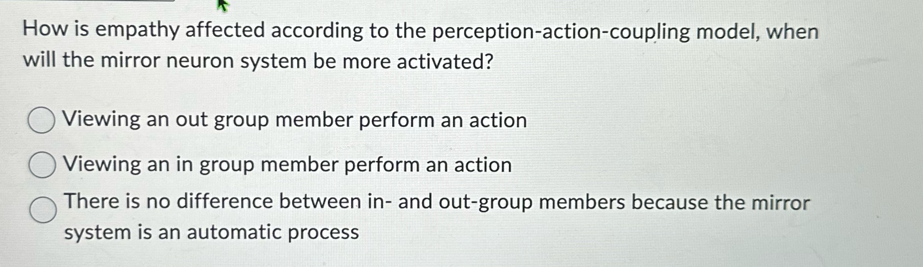 How is empathy affected according to the perception-action-coupling model, when will the