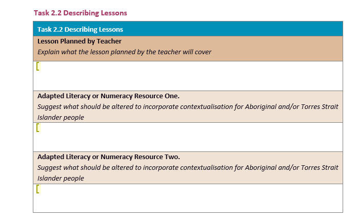 Task 2.2 Describing Lessons Task 2.2 Describing Lessons [ Lesson Planned by