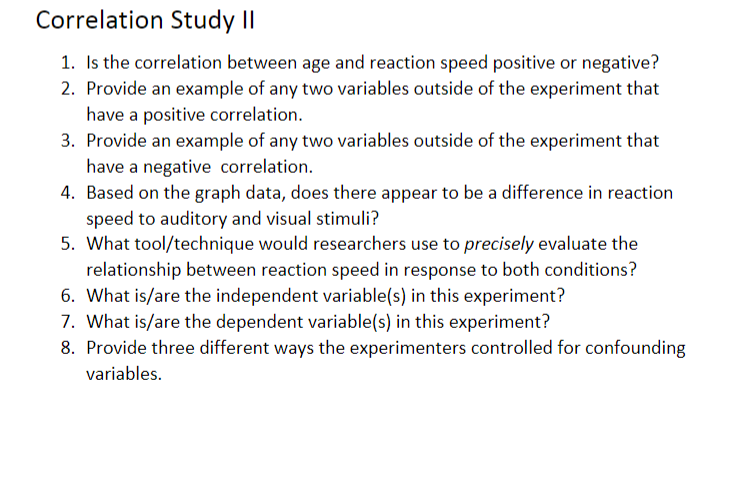 1. Is the correlation between age and reaction speed positive or negative?