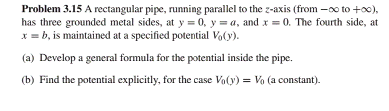 Problem 3.15 A rectangular pipe, running parallel to the z-axis (from -