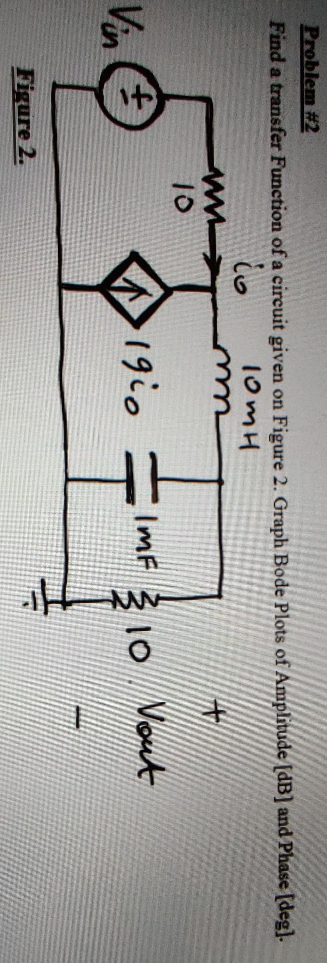 Problem #2 Find a transfer Function of a circuit given on Figure