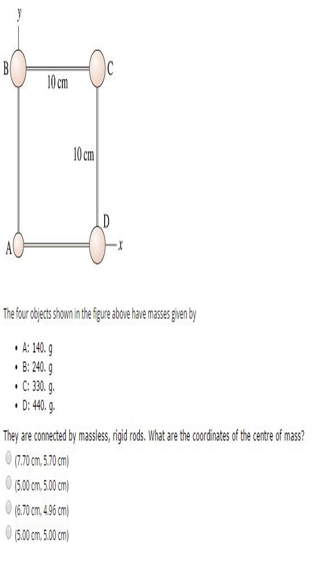 B 10 cm 10 cm The four objects shown in the figure