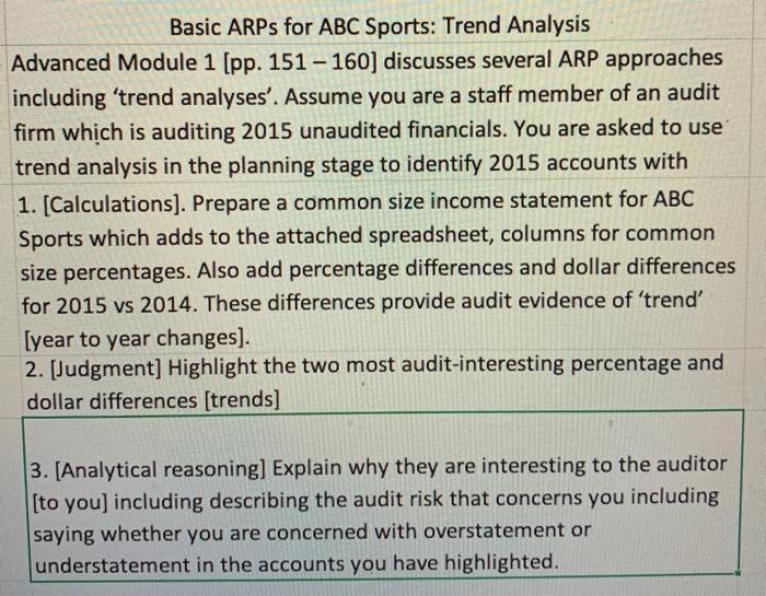 Basic ARPS for ABC Sports: Trend Analysis Advanced Module 1 [pp. 151-160]