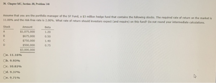 30. Chapter MC, Section .08, Problem 146 Assume that you are the