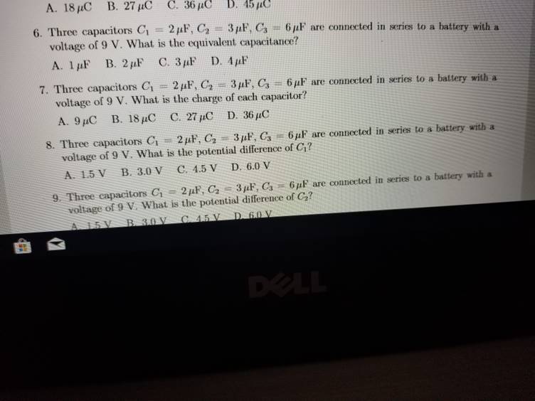 A. 18C B. 27 C C. 36 C D. 45C 6 F