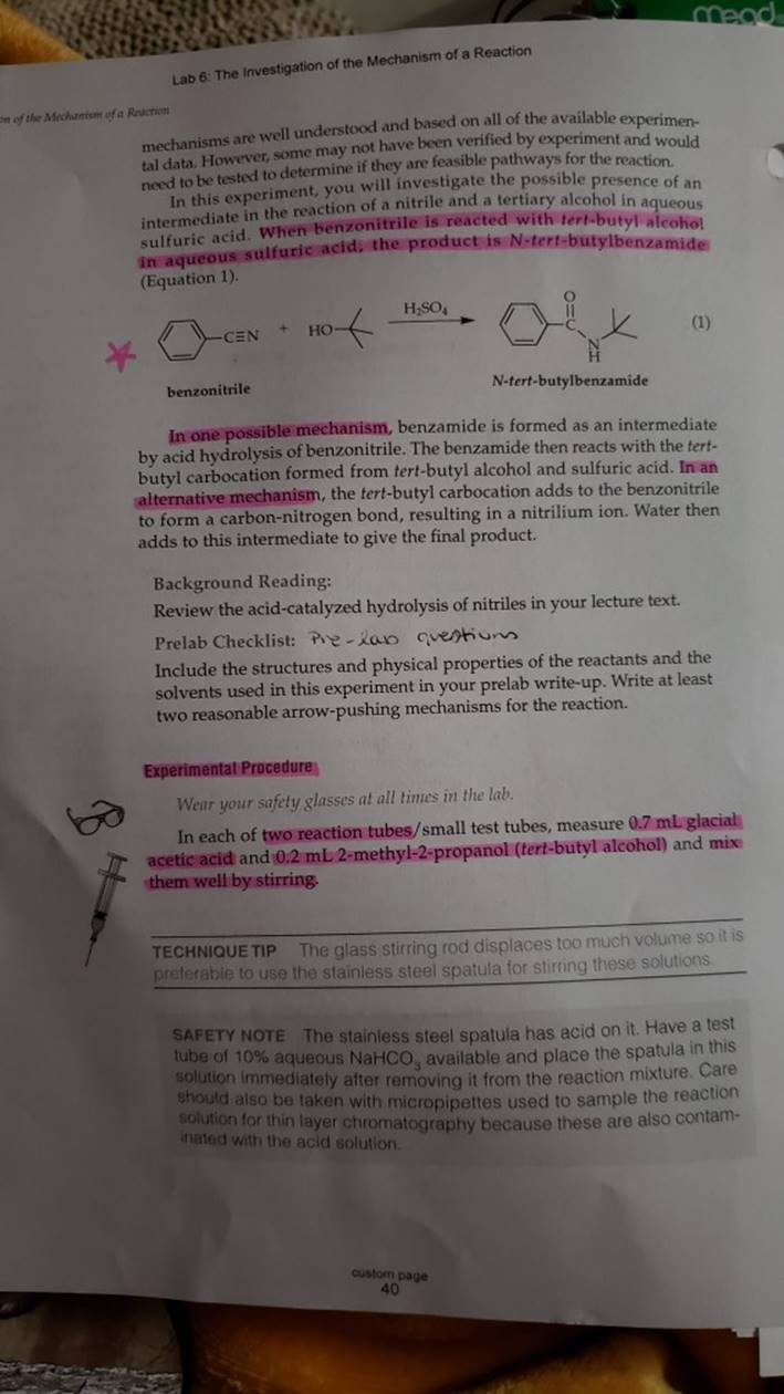 megd on of the Mechanism of a Reaction Lab 6: The Investigation
