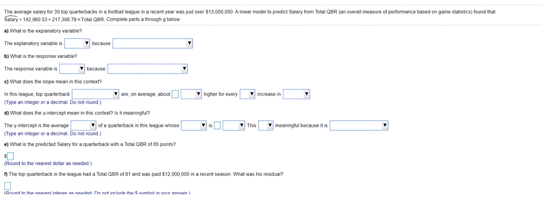 The average salary for 30 top quarterbacks in a football league in