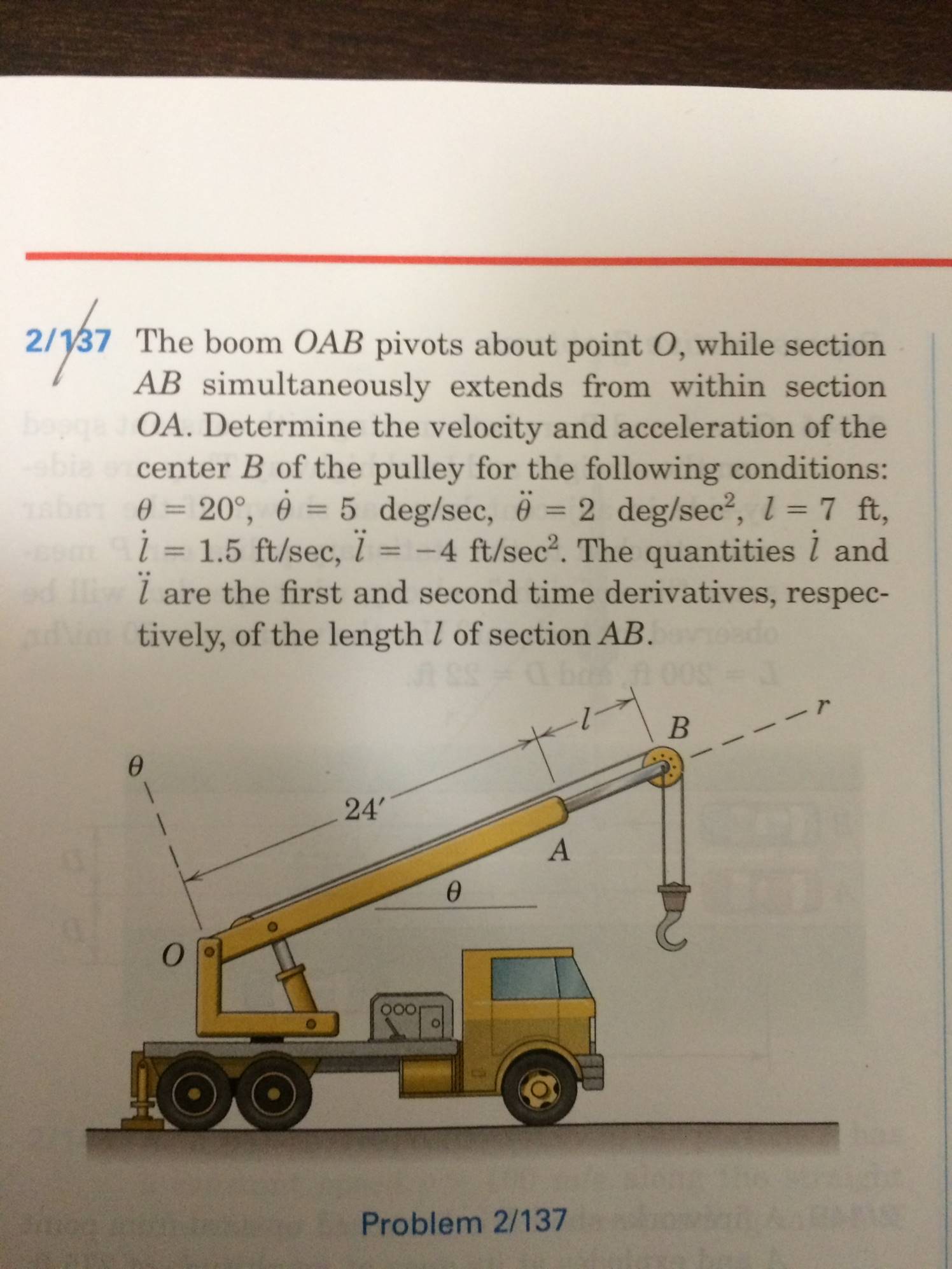 217/37 37 The boom OAB pivots about point O, while section AB