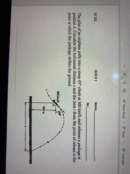 GE 202 A Read aloud Draw V Highlight QUIZ #1 Name: No: