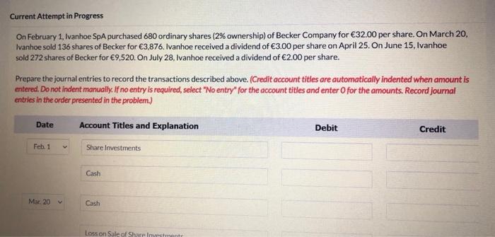 Current Attempt in Progress On February 1, Ivanhoe SpA purchased 680 ordinary