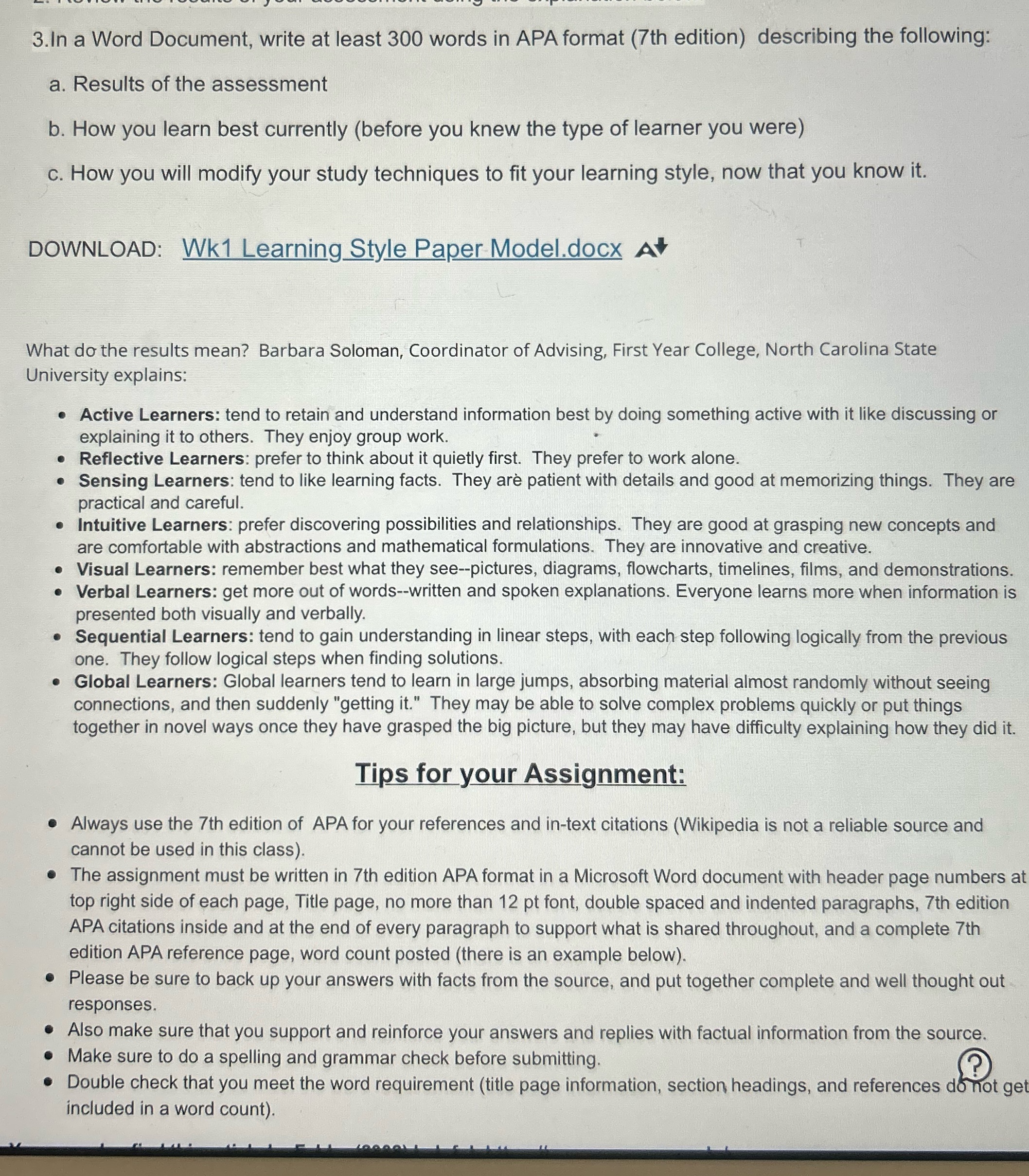 3.In a Word Document, write at least 300 words in APA format