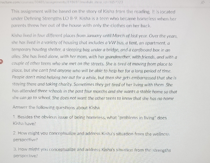 Cructure.com/courses/30485/assignments/81869/?module item id-1857523 This assignment will be based on the story of