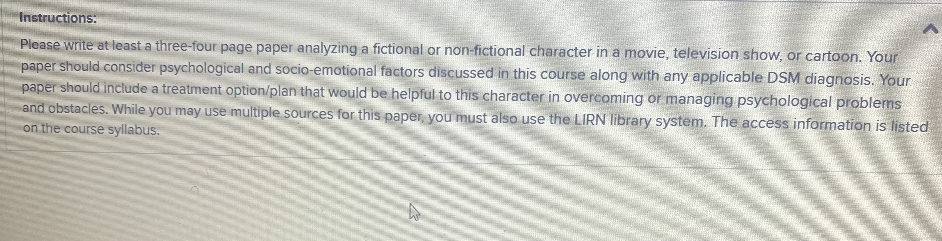 Instructions: A Please write at least a three-four page paper analyzing a