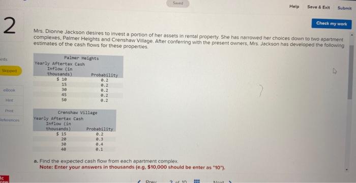 2 ints Skipped eBook Hint Saved Help Save & Exit Submit Check