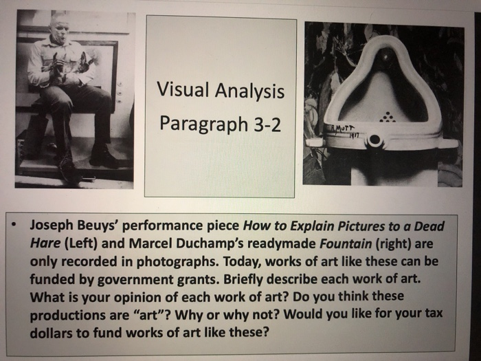 Visual Analysis Paragraph 3-2 A R.MUTT 1917 Joseph Beuys' performance piece How