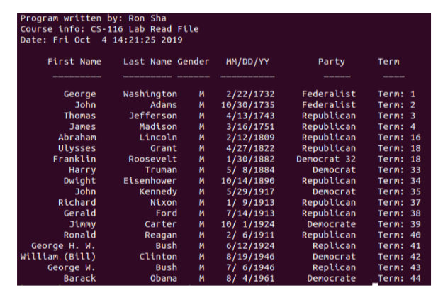 object Person member functions: Person(); initialize all string data members to "N/A"