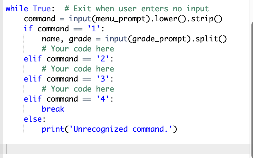 and whose values are lists of student scores.