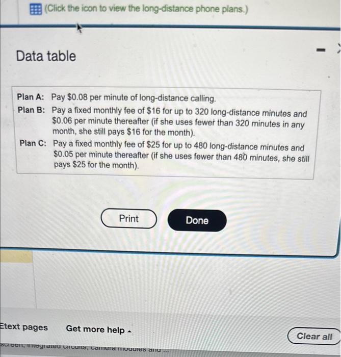 [Solved] (Click the icon to view the long-distance | SolutionInn