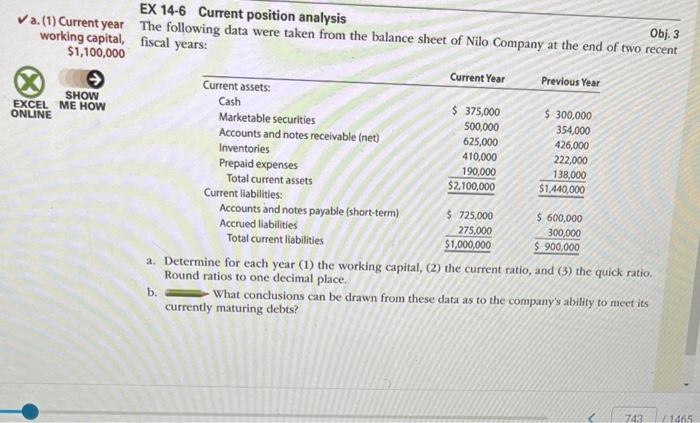 Va. (1) Current year working capital, $1,100,000 EX 14-6 Current position analysis