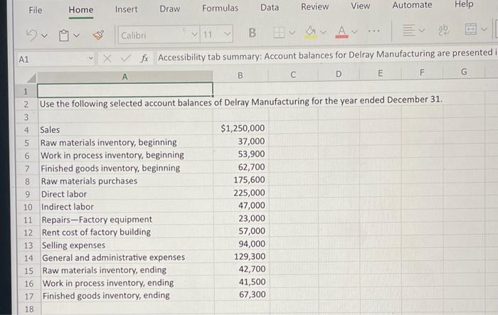 A1 File Home Insert Draw Formulas Data Review View Automate Help V