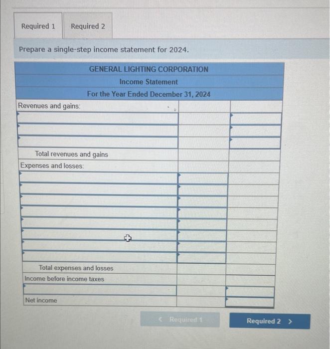 The following is a partial trial balance for General Lighting Corporation as