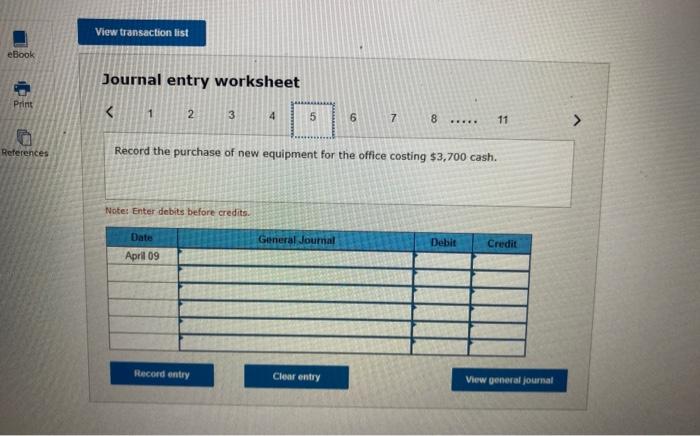 April Purchased and received office supplies for $1,200 on account. April Billed