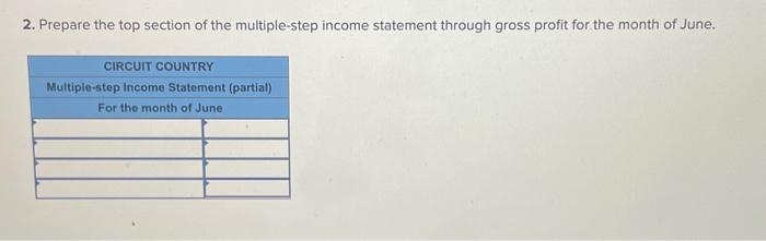 displayed below.) At the beginning of June, Circuit Country has a balance