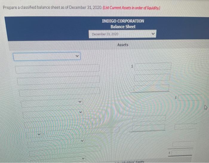 is the adjusted trial balance of Indigo Corporation at December 31, 2020