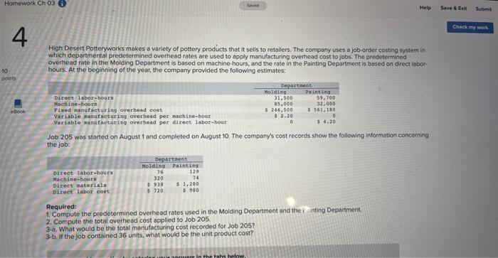 Homework Ch 03 4 10 points Seved Help Save & Exit Submit