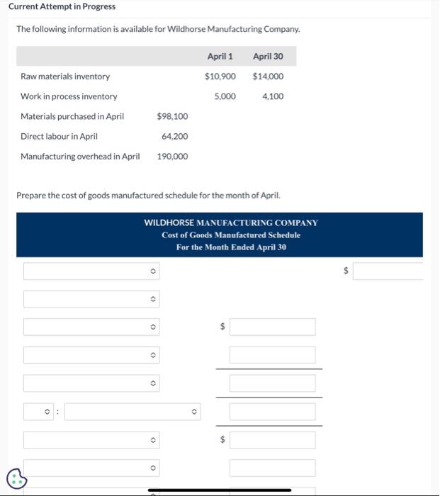 Current Attempt in Progress The following information is available for Wildhorse Manufacturing