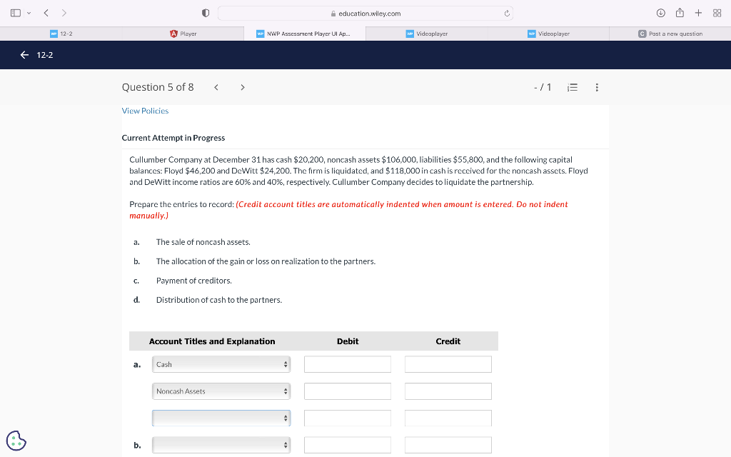 < > 12-2 WP 12-2 88 education.wiley.com A Player WP NWP Assessment