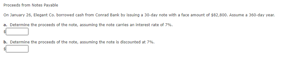Proceeds from Notes Payable On January 26, Elegant Co. borrowed cash from