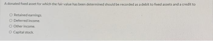 A donated fixed asset for which the fair value has been determined