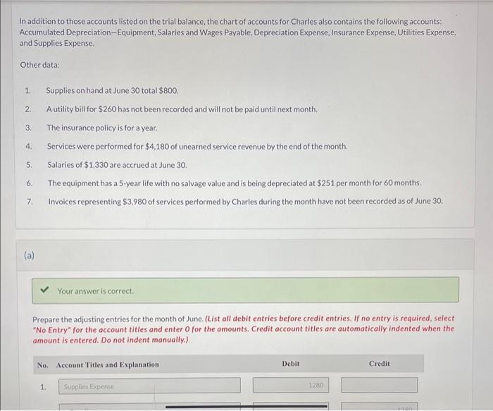 Consulting, on June 1, 2025. The trial balance at June 30 is
