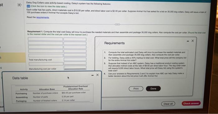 st 6 Daisy Dog Collars uses activity-based costing. Daisy's system has the