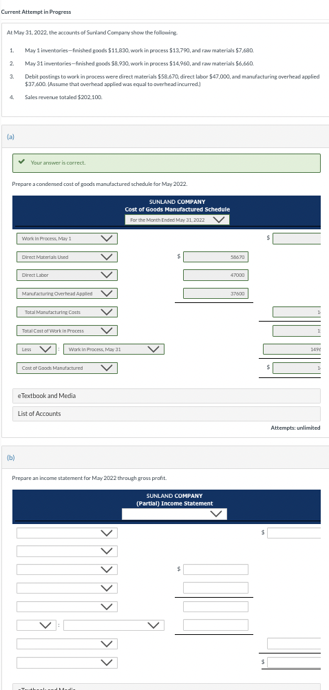 Current Attempt in Progress At May 31, 2022, the accounts of Sunland