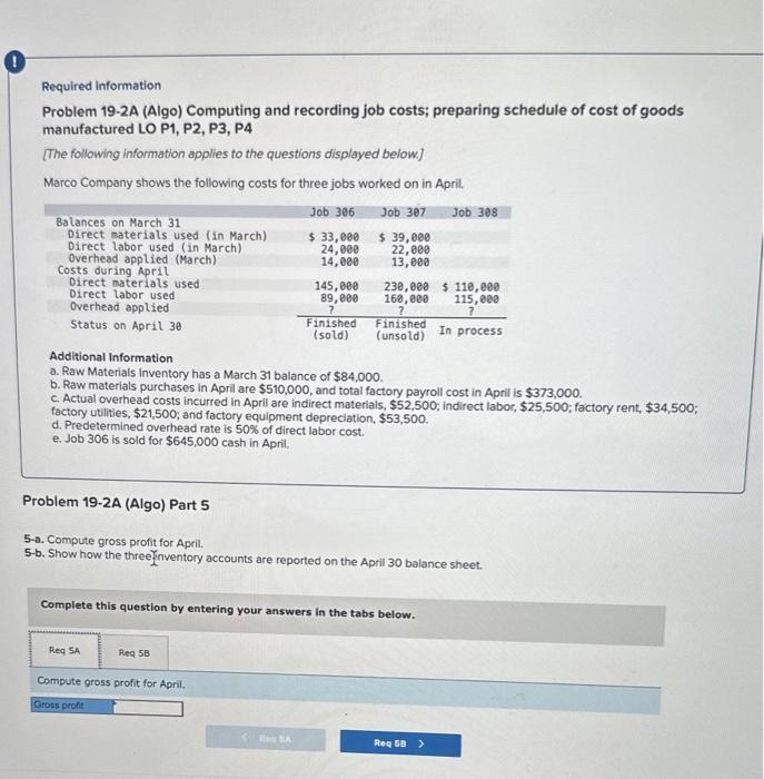 Overhead applied (March) Costs during April Direct materials used Direct labor used