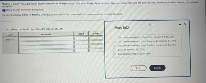 Mayfield Company has a production process that involves three processes Units move