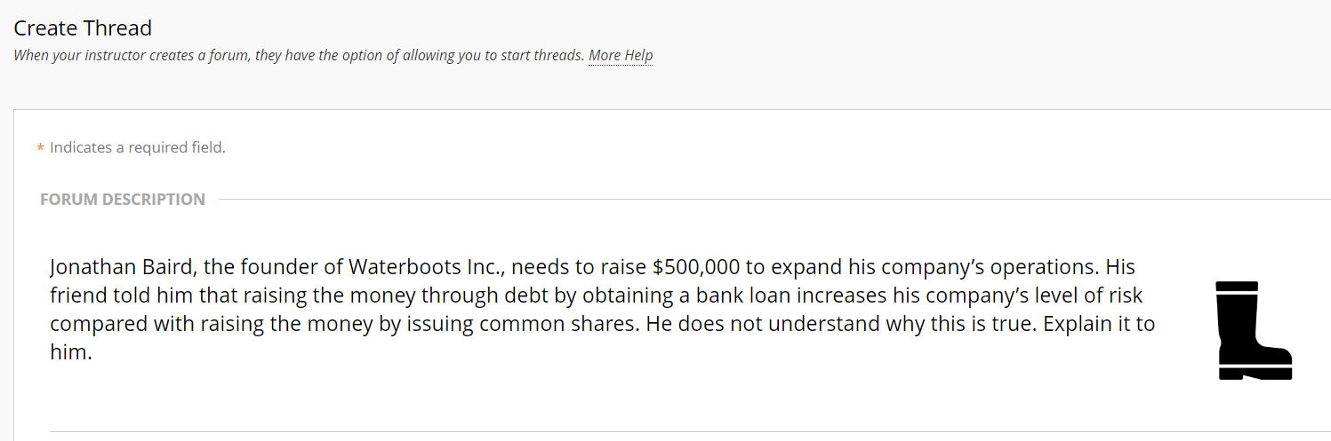 Create Thread When your instructor creates a forum, they have the option