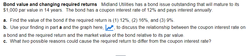 Bond value and changing required returns Midland Utilities has a bond issue