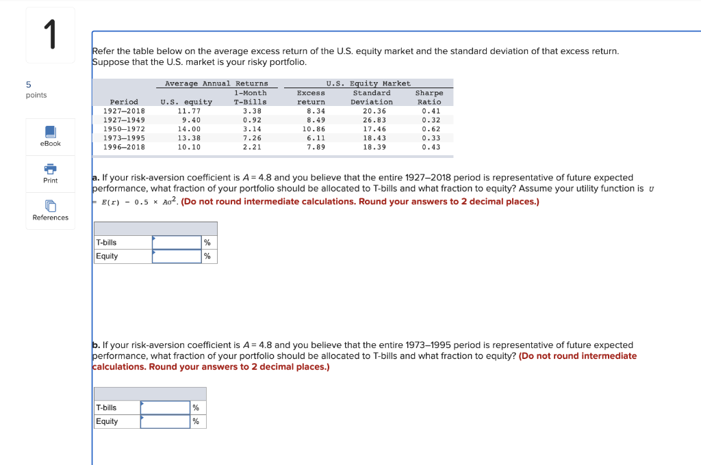 1 Refer the table below on the average excess return of the