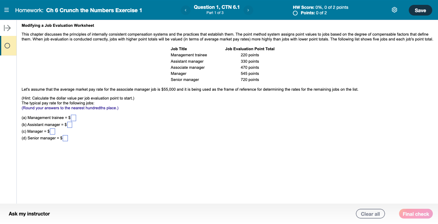 = Homework: Ch 6 Crunch the Numbers Exercise 1 >> Modifying a