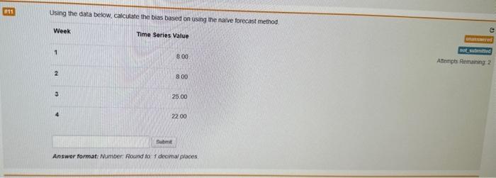 #11 Using the data below, calculate the bias based on using the