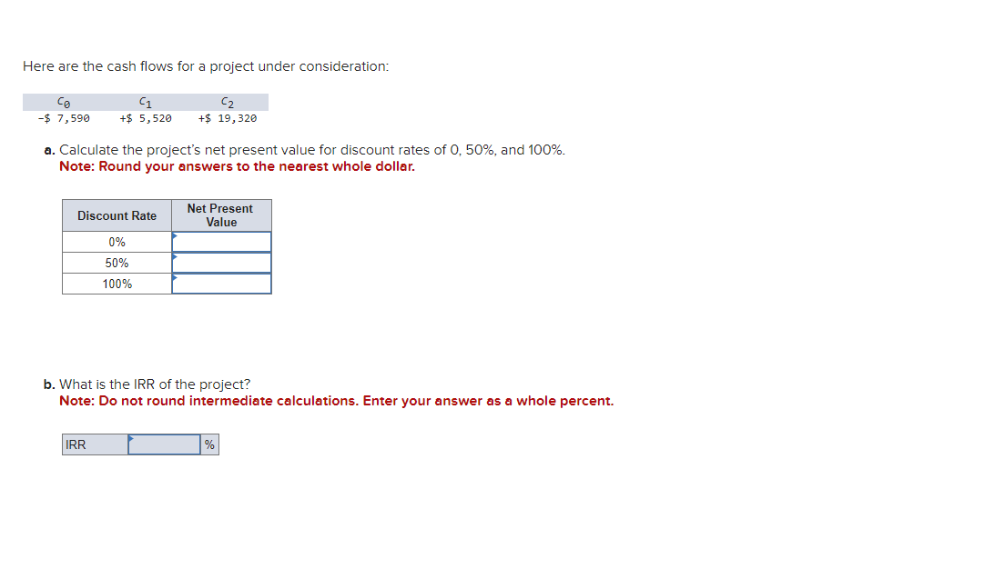 Here are the cash flows for a project under consideration: C1 -$