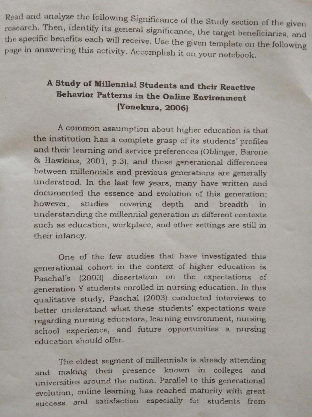 Read and analyze the following Significance of the Study section of the