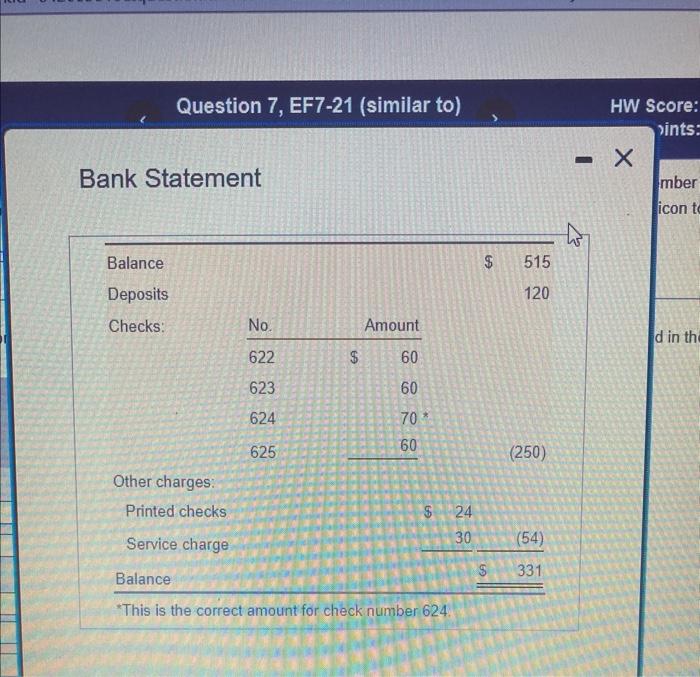 November 30, 2024. O'Hara's November bank statement shows the following (Click the